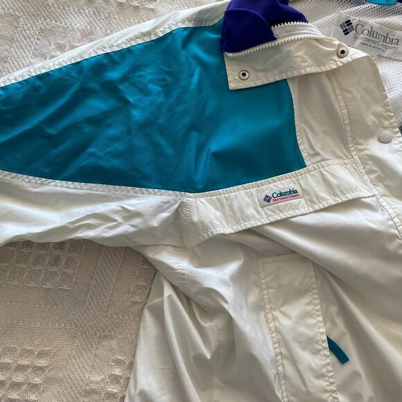 COLUMBIA WOMEN VINTAGE RADIAL SLEEVE WINDBREAKER THREE-COLOUR JACKET SZ L - Picture 6 of 9